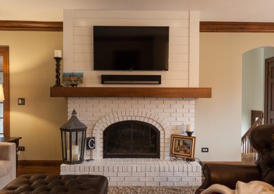 Shiplap Fireplace Surround and Modern Mantel in Glen Ellyn, Illinois