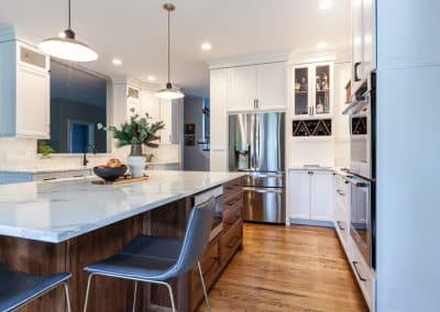 Chantilly Lace Custom Kitchen in Elmhurst, Illinois walnut island custom cabinets