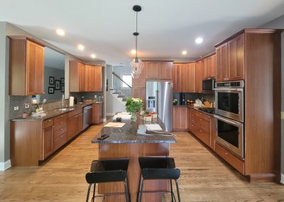 Chantilly Lace Custom Kitchen in Elmhurst, Illinois walnut island custom cabinets