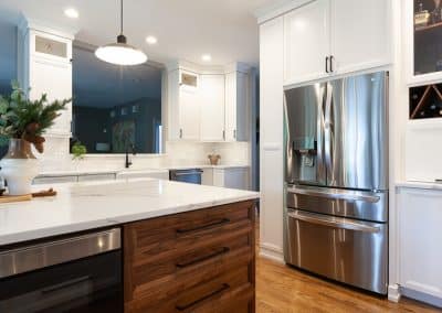 Chantilly Lace Custom Kitchen in Elmhurst, Illinois walnut island custom cabinets