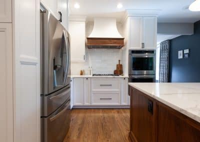 Chantilly Lace Custom Kitchen in Elmhurst, Illinois walnut island custom cabinets